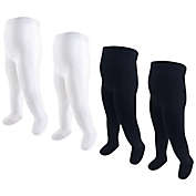 Hudson Baby&reg; Size 0-9M 4-Pack Knit Tights in Black/White