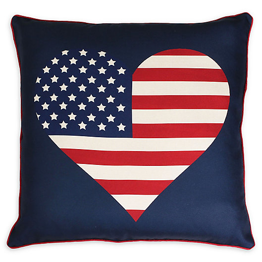 Alternate image 1 for Thro Heart Flag Square Throw Pillow in Red/Blue