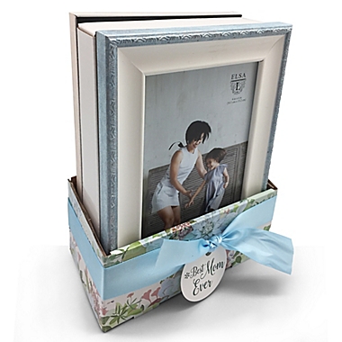 Elsa L&reg; Best Mom Ever 4-Inch x 6-Inch Picture Frames in Blue (Set of 2). View a larger version of this product image.