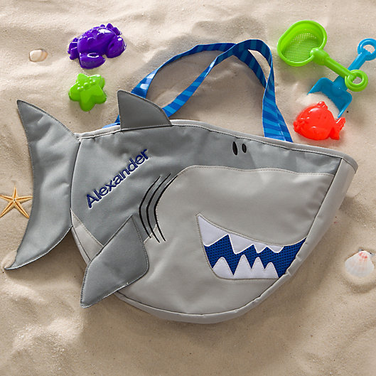 Alternate image 1 for Embroidered Shark Beach Tote with Toy Set