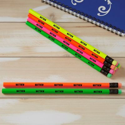 Assorted Neon Personalized Pencil Set of 12