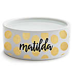 Alternate image 0 for Personalized Planet Polka Dots Small Dog Bowl in Gold/White