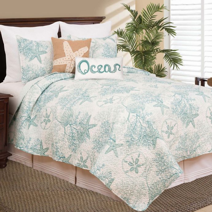 C F Enterprises Inc Ocean Treasures Reversible Quilt Set Bed