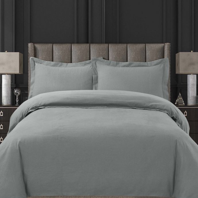 Tribeca Living Solid Flannel Duvet Cover Set Bed Bath Beyond