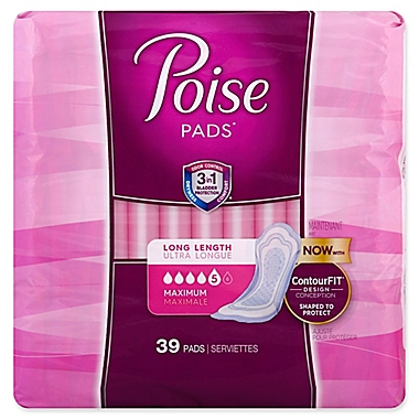 Poise&reg; 39-Count Maximum Long Pads With Ultra Soft Side Shields. View a larger version of this product image.