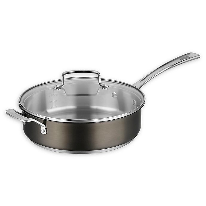 Cuisinart® Stainless Steel 5.5 qt. Covered Saute Pan in Black | Bed Cuisinart Stainless Steel 5.5 Quart Saute Pan