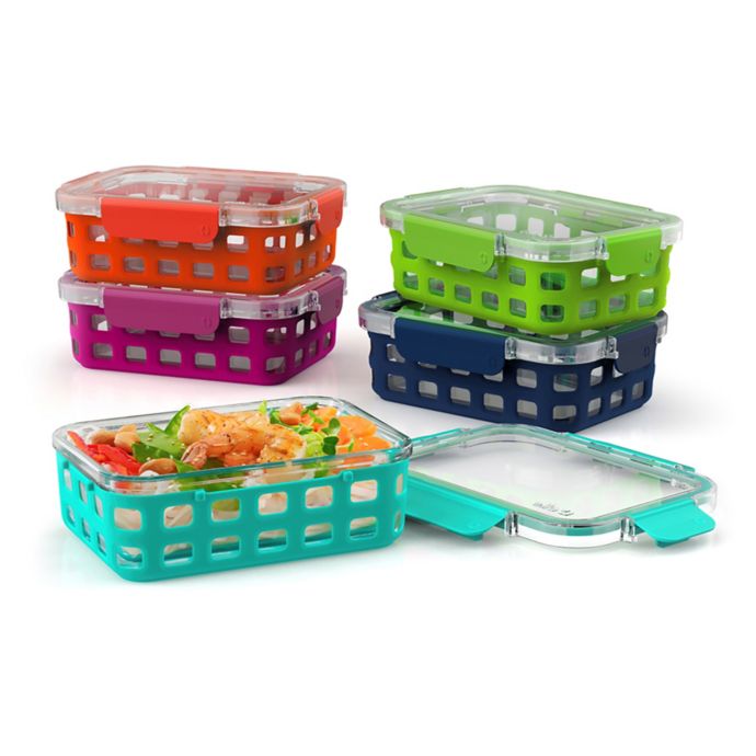 Ello 10Piece 3.4 Cup Multicolor Glass Food Storage Container Set Bed