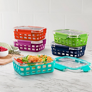 Ello 10-Piece 3.4 Cup Multicolor Glass Food Storage Container Set. View a larger version of this product image.