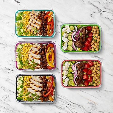 Ello 10-Piece 3.4 Cup Multicolor Glass Food Storage Container Set. View a larger version of this product image.