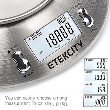 Etekcity Digital Stainless Steel Kitchen Food Scale with Timer and Detachable Bowl. View a larger version of this product image.