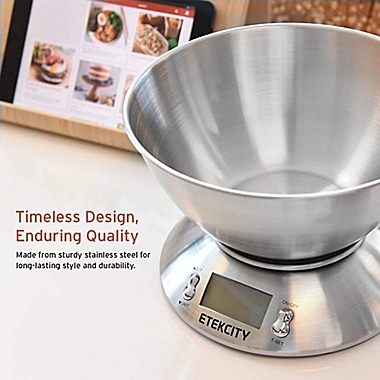 Etekcity Digital Stainless Steel Kitchen Food Scale with Timer and Detachable Bowl. View a larger version of this product image.