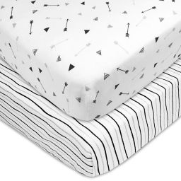 TL Care® 2-Pack Arrow and Stripe Fitted Crib Sheets in Silver/Black