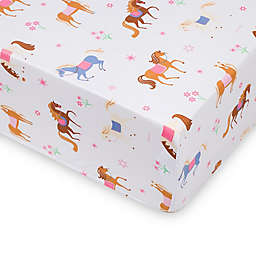Wildkin Horses Fitted Crib Sheet in Pink