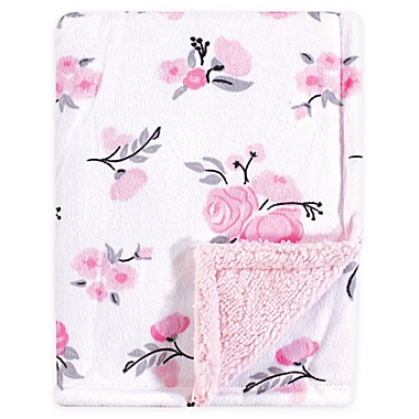 Hudson Baby&reg; Mink Floral Baby Blanket in Pink. View a larger version of this product image.