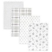 Trend Lab&reg; 4-Pack Safari Chevron Receiving Blankets in Grey/White
