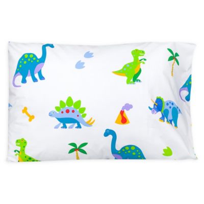 Wildkin Dinosaur Land Standard Cotton Pillowcase in Blue