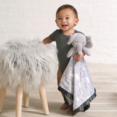 Just Born&reg; XL Plush Elephant Security Blanket in Grey. View a larger version of this product image.