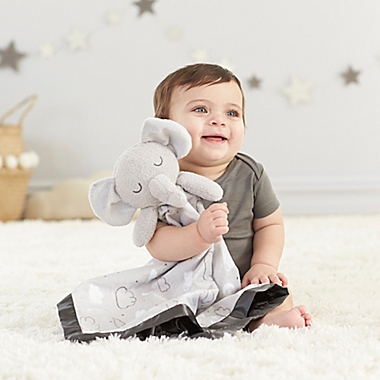 Just Born&reg; XL Plush Elephant Security Blanket in Grey. View a larger version of this product image.