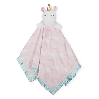 Just Born&reg; XL Plush Unicorn Security Blanket in Pink. View a larger version of this product image.
