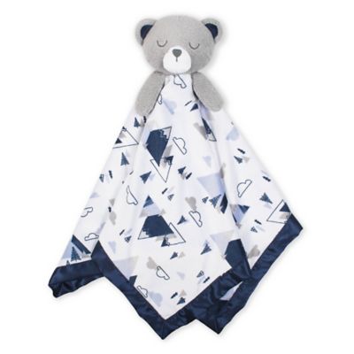 Just Born&reg; XL Plush Bear Security Blanket in White/Blue
