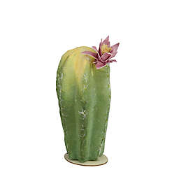 Northlight 8.5-Inch Cactus and Flower Artificial Plant on Wood Base in Yellow