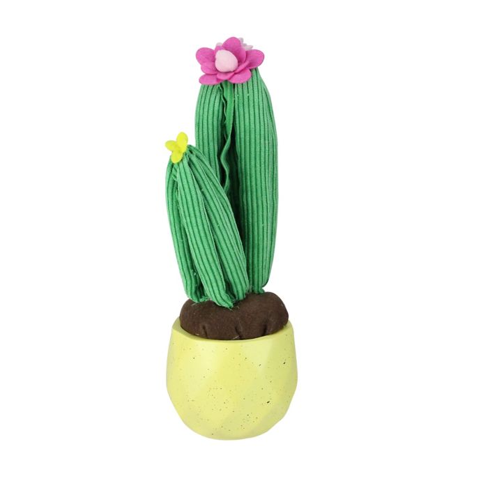 10.5-Inch Artificial Plush Dual Cactus Plant with Yellow ...