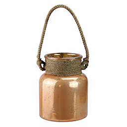 Copper Mercury Glass 9.5-Inch Hurricane Jar with Rope Handle