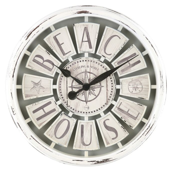Sterling & Noble™ Beach House 15.5Inch Wall Clock in White Bed Bath