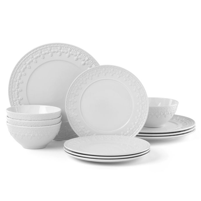 Lenox® Chelse Muse Fleur White™ 12Piece Dinnerware Set Bed Bath and