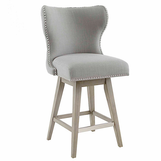 Madison Park Polyester Swivel Han, Grey Tufted Counter Stool