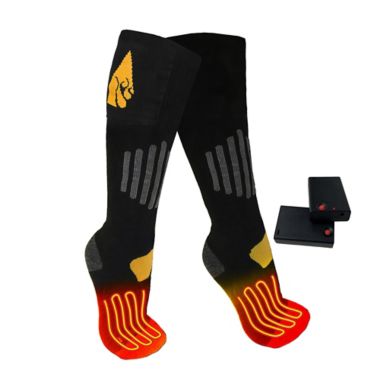 ActionHeat&trade; Unisex Small/Medium AA Battery Heated Socks in Black/Yellow. View a larger version of this product image.