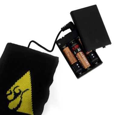 ActionHeat&trade; Unisex Small/Medium AA Battery Heated Socks in Black/Yellow. View a larger version of this product image.