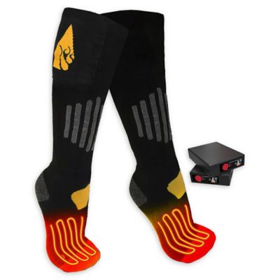 ActionHeat&trade; Unisex Small/Medium 3.7V Rechargeable Battery Heated Socks in Black/Yellow