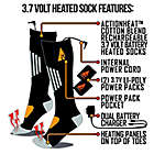 Alternate image 1 for ActionHeat&trade; Unisex Small/Medium 3.7V Rechargeable Battery Heated Socks in Black/Yellow