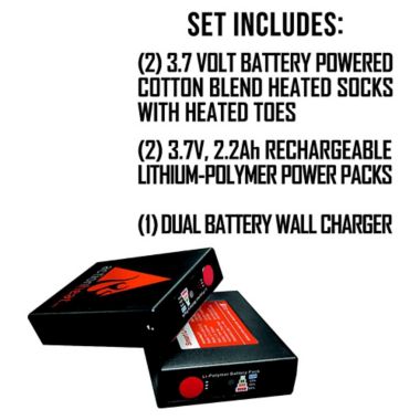 ActionHeat&trade; Unisex Small/Medium 3.7V Rechargeable Battery Heated Socks in Black/Yellow. View a larger version of this product image.