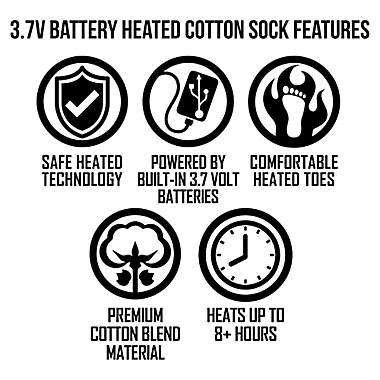 ActionHeat&trade; Unisex Small/Medium 3.7V Rechargeable Battery Heated Socks in Black/Yellow. View a larger version of this product image.