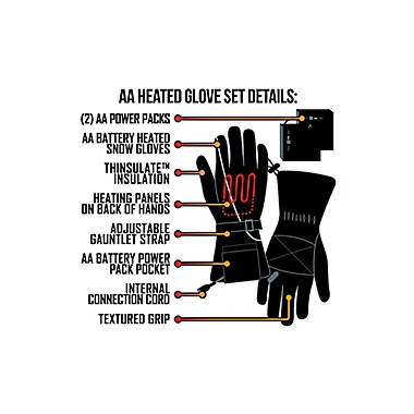 ActionHeat Women&#39;s Battery Heated Gloves in Black. View a larger version of this product image.