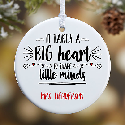 Alternate image 1 for 1 Sided Glossy It Takes A Big Heart Personalized Teacher Ornament- Small