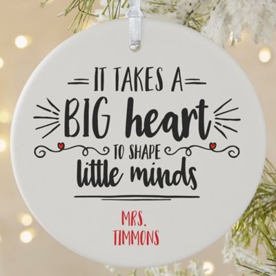 1 Sided Matte It Takes A Big Heart Personalized Teacher Ornament- Large