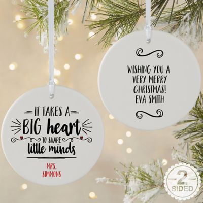 2-Sided Matte It Takes A Big Heart Personalized Teacher Ornament- Large