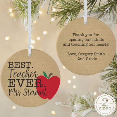 2-Sided Matte Best.Teacher.Ever Personalized Ornament- Large