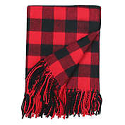 Rustic Flannel Throw Blanket in Black/Red