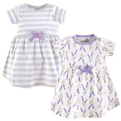 Touched by Nature Size 0-3M 2-Pack Lavender Short Sleeve Organic Cotton Dresses