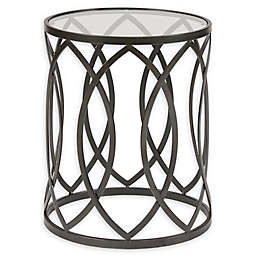 Madison Park Arlo Eyelet Metal Accent Table in Black
