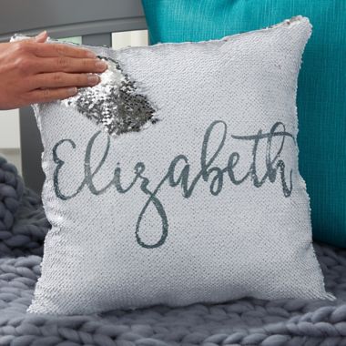Mermaid Sequin Personalized Throw Pillow. View a larger version of this product image.