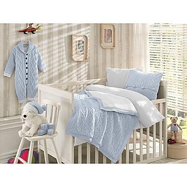 Nipperland&reg; 6-Piece Boutique Crib Bedding Set in Blue. View a larger version of this product image.