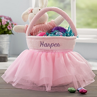 Tutu Personalized Easter Basket in Pink. View a larger version of this product image.