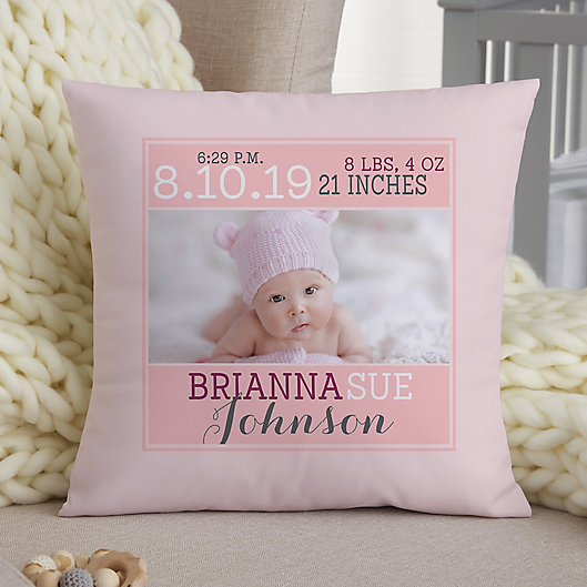 Alternate image 1 for Darling Baby Girl Personalized 14-Inch Square Keepsake Pillow