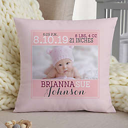 Darling Baby Girl Personalized 14-Inch Square Keepsake Pillow
