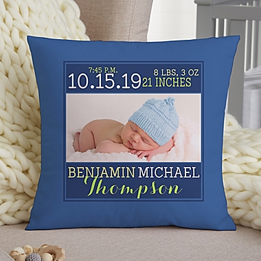Darling Baby Boy Personalized 14-Inch Square Throw Pillow. View a larger version of this product image.